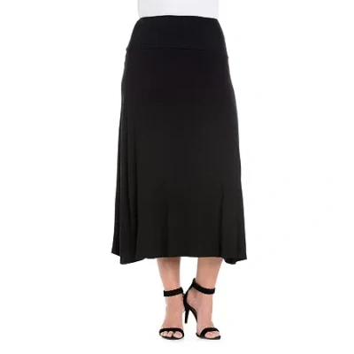 24seven Comfort Apparel Womens Plus Mid Rise Stretch Fabric Maxi Skirt In Black