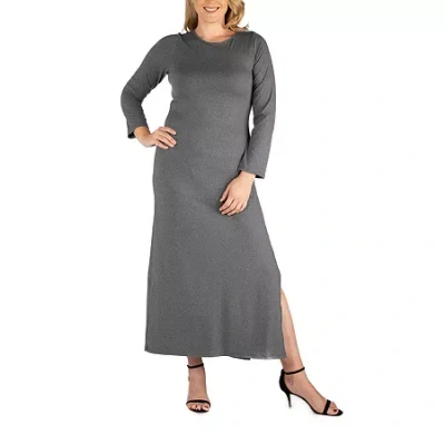24seven Comfort Apparel Womens Plus Long Sleeve Maxi Dress In Gray