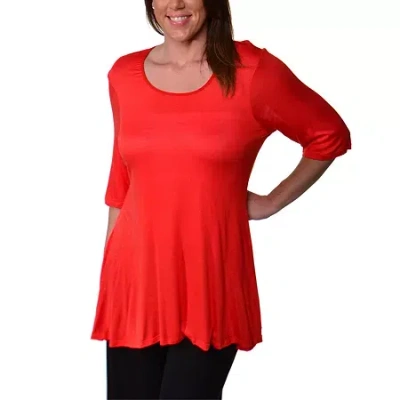 24seven Comfort Apparel Plus Womens Scoop Neck Elbow Sleeve Tunic Top In Orange