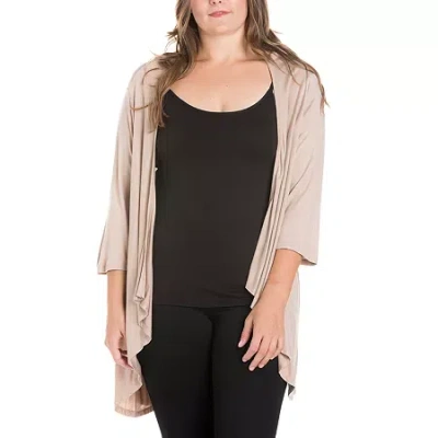 24seven Comfort Apparel Womens Plus Midweight Softshell Vest Jacket In Sand