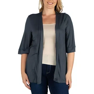 24seven Comfort Apparel Womens Plus Midweight Softshell Vest Jacket In Gray