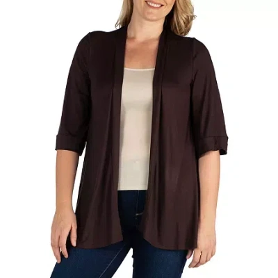 24seven Comfort Apparel Womens Plus Midweight Softshell Vest Jacket In Brown