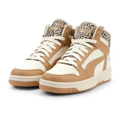 Puma Rebound Layup Leopard 2 Womens Basketball Shoes In Brown