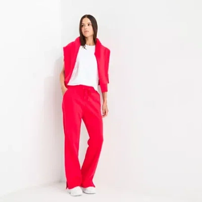 Xersion Womens Super Soft Fleece Straight Leg Sweatpant In Red