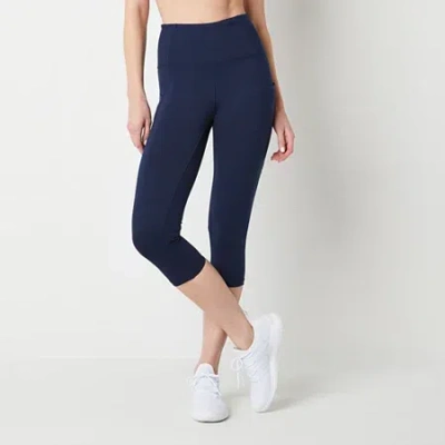 Xersion Everultra High Rise Stretch Fabric Capris In Blue