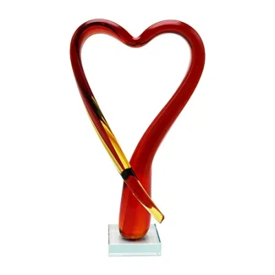 Dale Tiffany Opus Art Glass Heart Birthday Figurine In Red