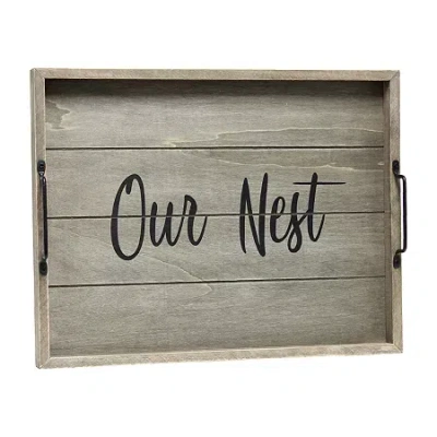 All The Rages Elegant Designs 15.5" X 12" Wood Serving Decorative Tray In Gray