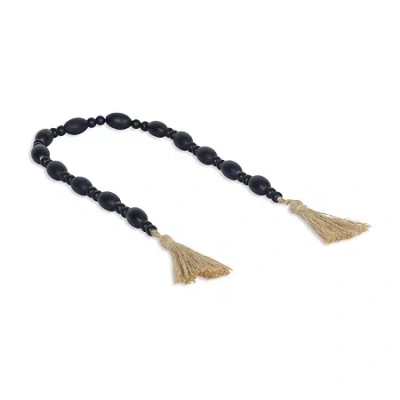 Cheungs Akaida Dark Blue Mixed Wooden Bead Tassel Handmade Tabletop Decor In Blue