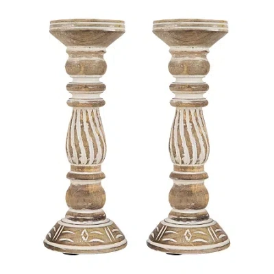 Northlight Brown Etched Antique 2-pc. Candle Holder In Brown
