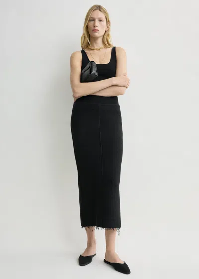 Totême Long Fringed Jersey Skirt Black In Black