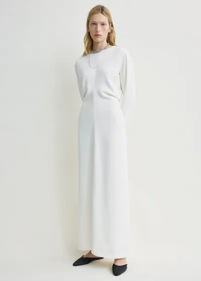 Totême Long-sleeve Slouch Waist Dress Macadamia In White