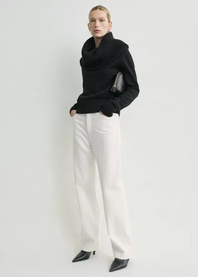 Totême Funnel Wool Knit Black In Black