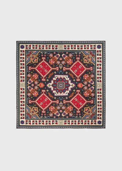 Totême Winter Blanket Scarf Navy/red In Multi