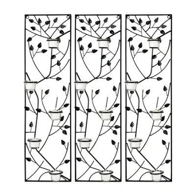 Safavieh Margot Tea Light Leaves Floral Metal Wall Art In Black