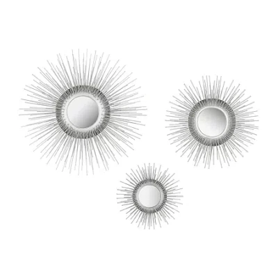 Safavieh Sunburst Triptych Mirror Set In Silver