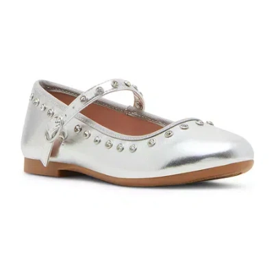 Madden Girl Ruth Little & Big Kid Girls Round Closed Toe Ballet Flats In Silver