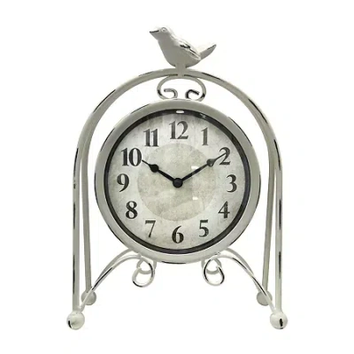 Westclox 9.5" Bird On Arch Table Clock In White