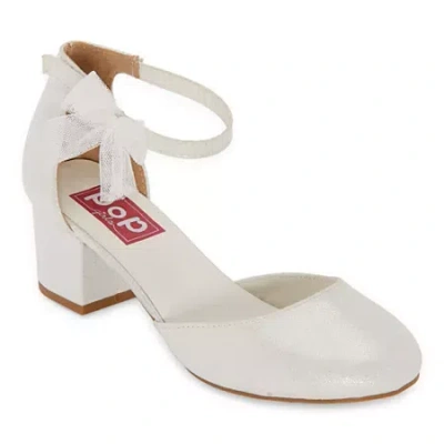 Pop Brighten Little & Big Kid Girls Round Closed Toe Block Heel Pumps In Silver