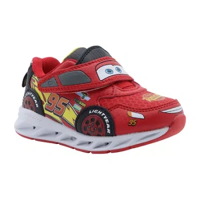 Disney Collection Cars Lighted Toddler Boys Sneakers In Red