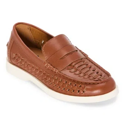 Stafford Ansel Little & Big Kid Boys Round Closed Toe Loafers In Brown