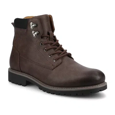 Vance Co. Mens Block Heel Combat Boots In Brown