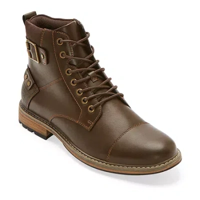 J. Ferrar Mens Slate Block Heel Lace Up Boots In Brown