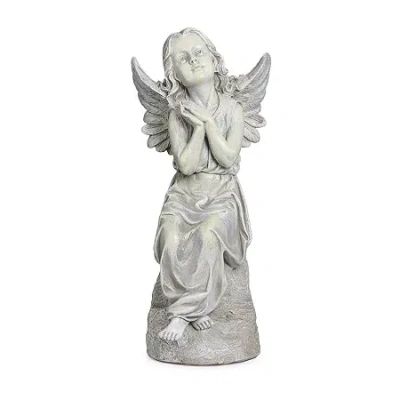 Roman 16in Sitting Angel Statue In Gray