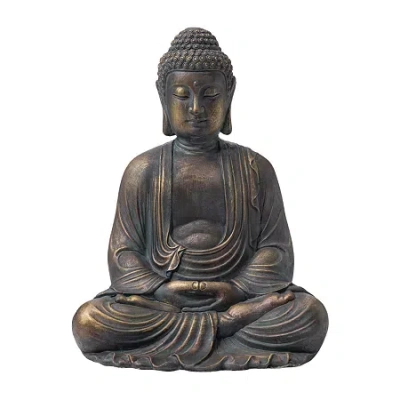 Glitzhome 22.75" Mgo Meditating Buddha Figurine In Brown