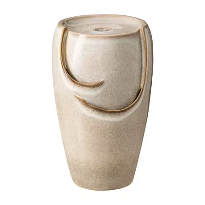 Glitzhome 21.25" Ceramic Pot Outdoor Fountains In Sand