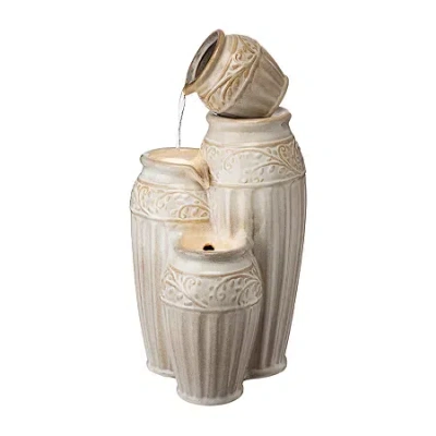 Glitzhome 27.25h Ceramic Pot Outdoor Fountains In Sand