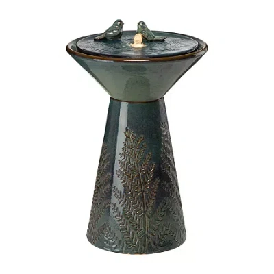 Glitzhome 27.5" Turquoise Ceramic Outdoor Fountains In Blue