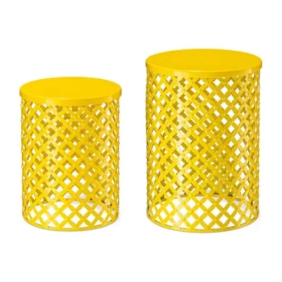 Glitzhome 2-pc. Patio Garden Metal Stool In Yellow