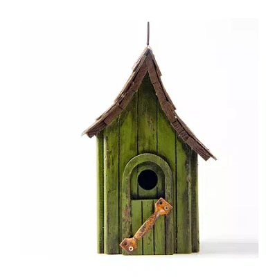 Glitzhome 11.75in Distressed Wooden Bird House In Green