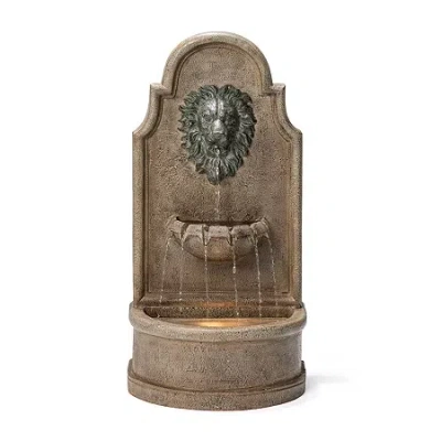 Glitzhome 31.75" 3-tier Lion Head Resin Outdoor Fountain In Gray