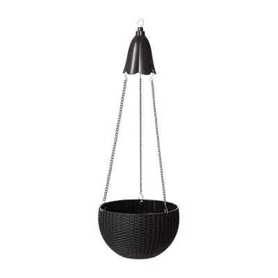 Glitzhome 30" Solar Lighted Hanging Planters In Black
