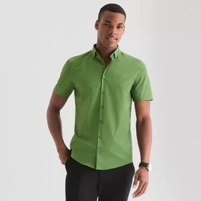 J. Ferrar Ultra Comfort Mens Short Sleeve Slim Fit Wrinkle Free Button-down Shirt In Multi