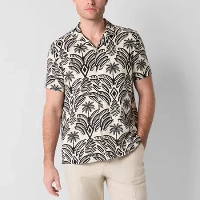 J. Ferrar Linen Blend Mens Short Sleeve Camp Shirt In Multi