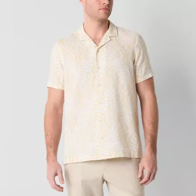 J. Ferrar Linen Blend Mens Short Sleeve Camp Shirt In Multi