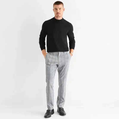 J. Ferrar Mens Slim Fit Dress Flat Front Pant In Gray