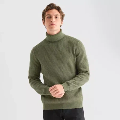 J. Ferrar Mens Long Sleeve Regular Fit Turtleneck In Green