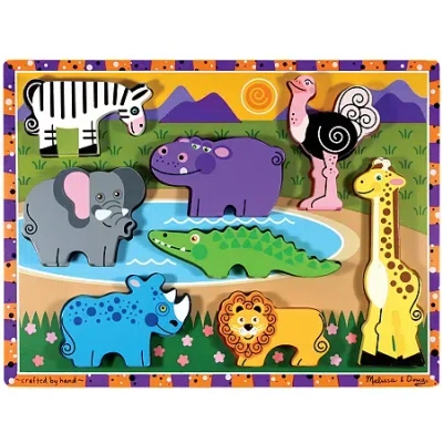 Melissa & Doug Safari Chunky Wooden Puzzle In Multi