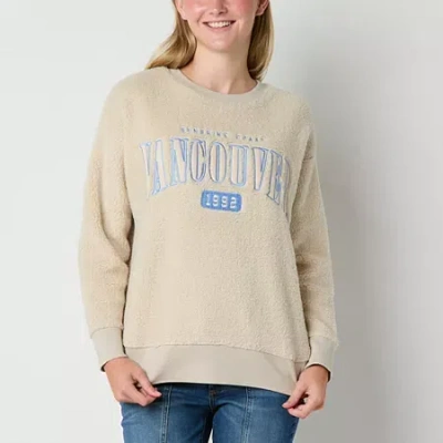 Arizona Womens Juniors Crew Neck Long Sleeve Sweatshirt In Brown