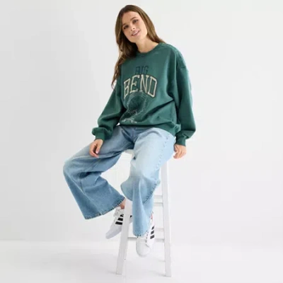 Arizona Womens Juniors Easy-on + Easy-off Crew Neck Long Sleeve Adaptive Sweatshirt In Green