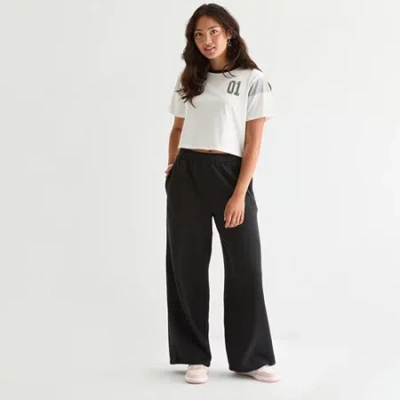 Arizona Womens Juniors Wide Leg Pull-on Pant In Black