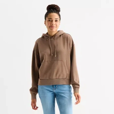 Arizona Womens Long Sleeve Fleece Active Hoodie In Multi