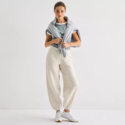 Arizona Womens Juniors Cinched Fleece Active Jogger Pant In Gray