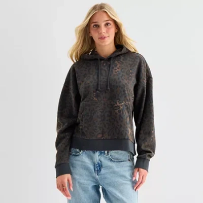 Arizona Womens Long Sleeve Fleece Active Hoodie In Brown