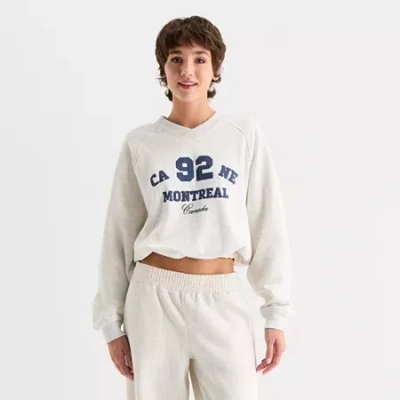 Arizona Bubble Hem Womens Juniors V Neck Long Sleeve Sweatshirt In Gray