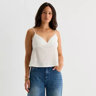 Forever 21 Womens Juniors Sweetheart Neck Sleeveless Lace Trim Camisole In White