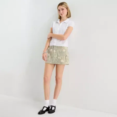 Forever 21 Womens Juniors Low Rise Mini Denim Skirt In Green